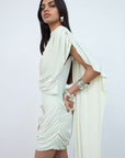 ELARA MINI DRESS IN CREAM JERSEY - De La Vali