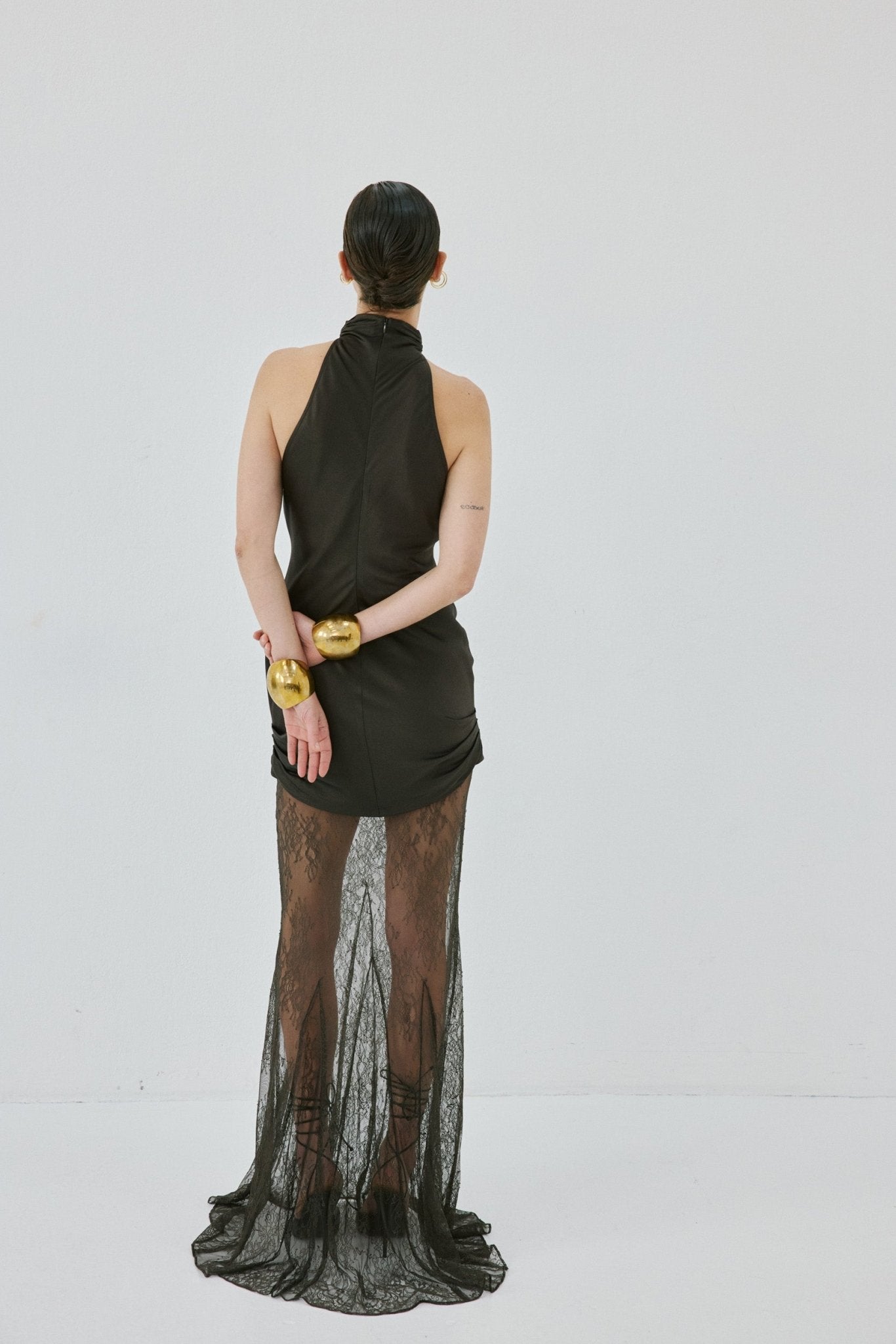 ELDRA MAXI DRESS IN CHOCOLATE BROWN SATIN