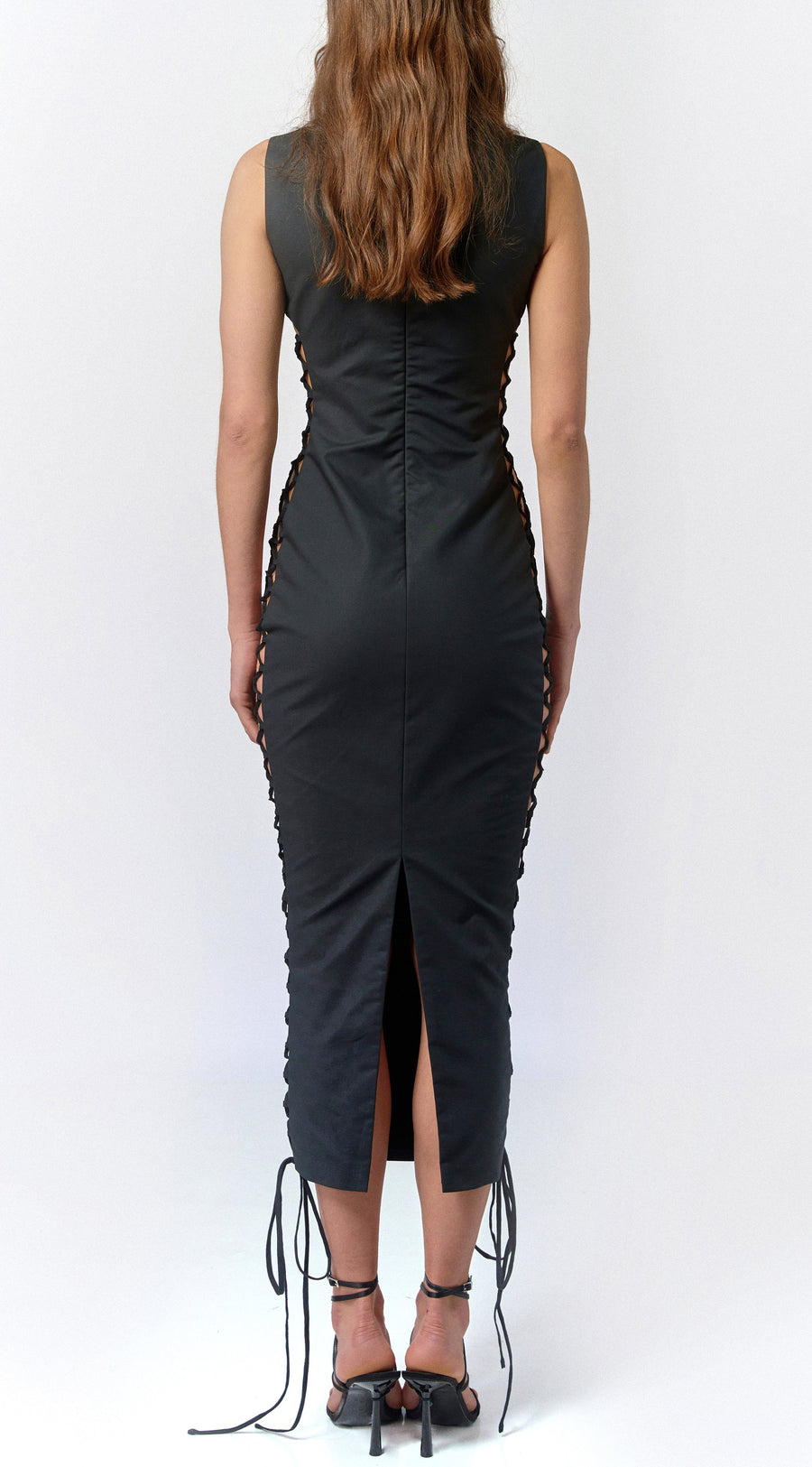ELENA MIDI DRESS IN BLACK COTTON DE LA VALI OFFICIAL
