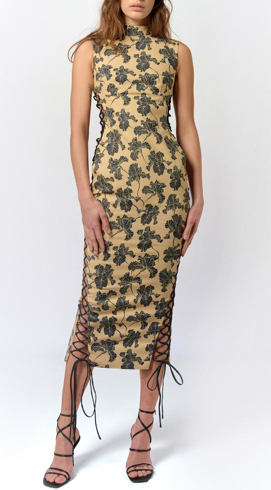 ELENA MIDI DRESS IN BEIGE COTTON