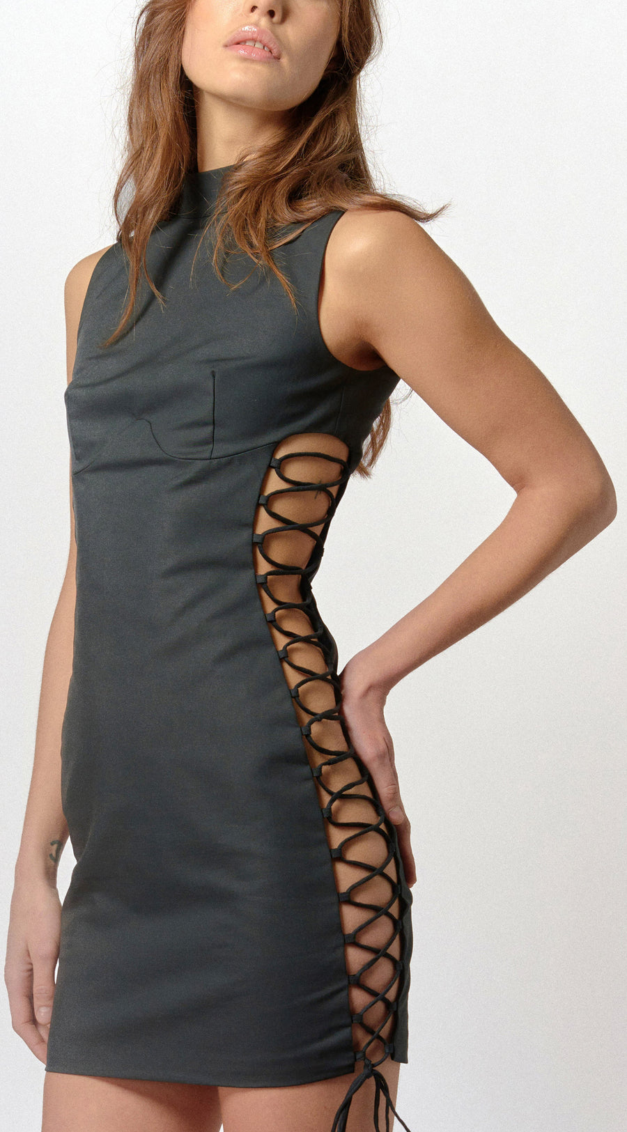 ELENA MINI DRESS IN BLACK COTTON