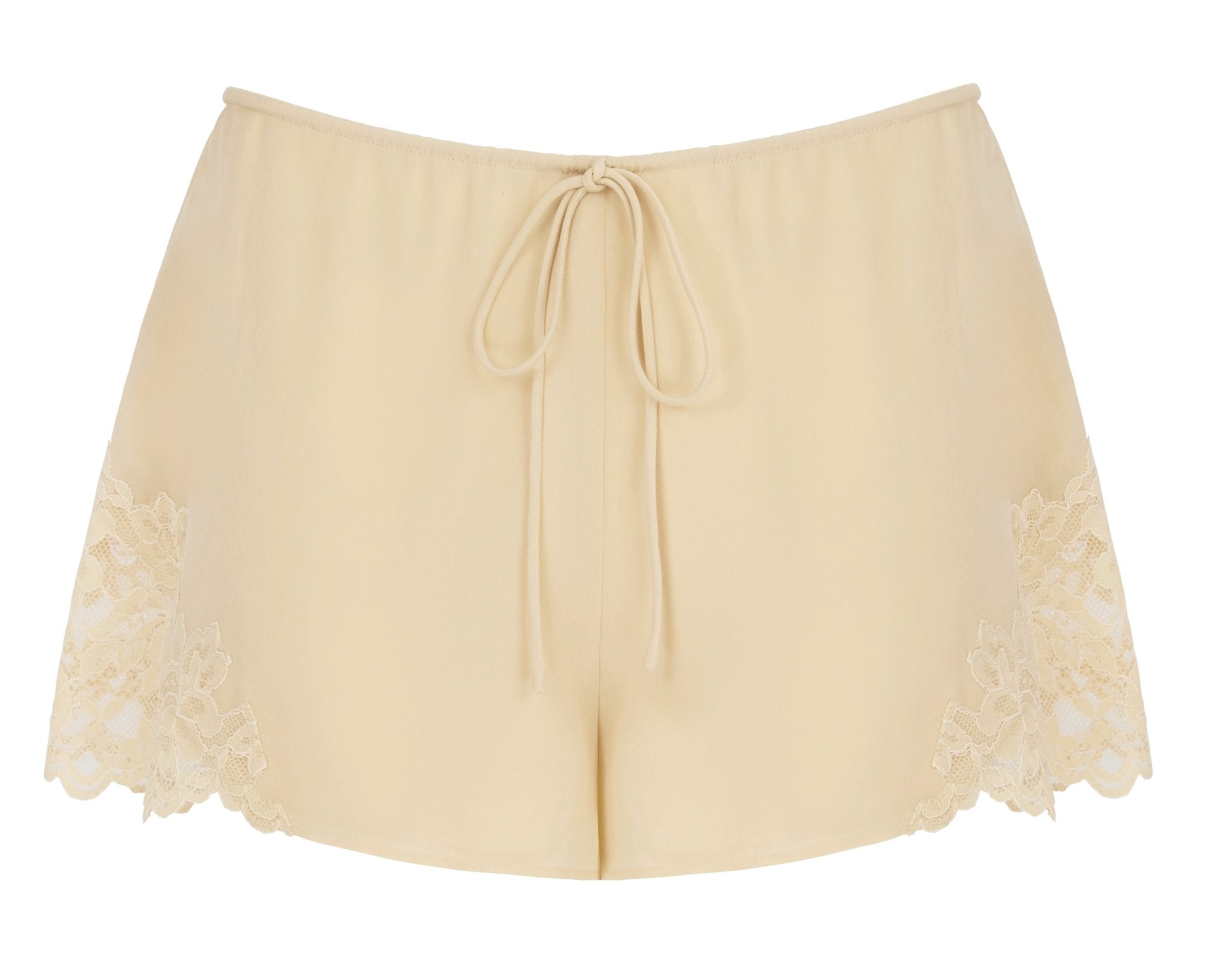 ELIA SHORTS IN ANTIQUE YELLOW CREPE DE CHINE - De La Vali