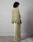 ESPERANZA LONG DRESS & CAPE SET IN SAND SILK SATIN - De La Vali