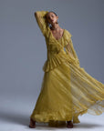 ESEN MAXI DRESS IN YELLOW LACE - De La Vali