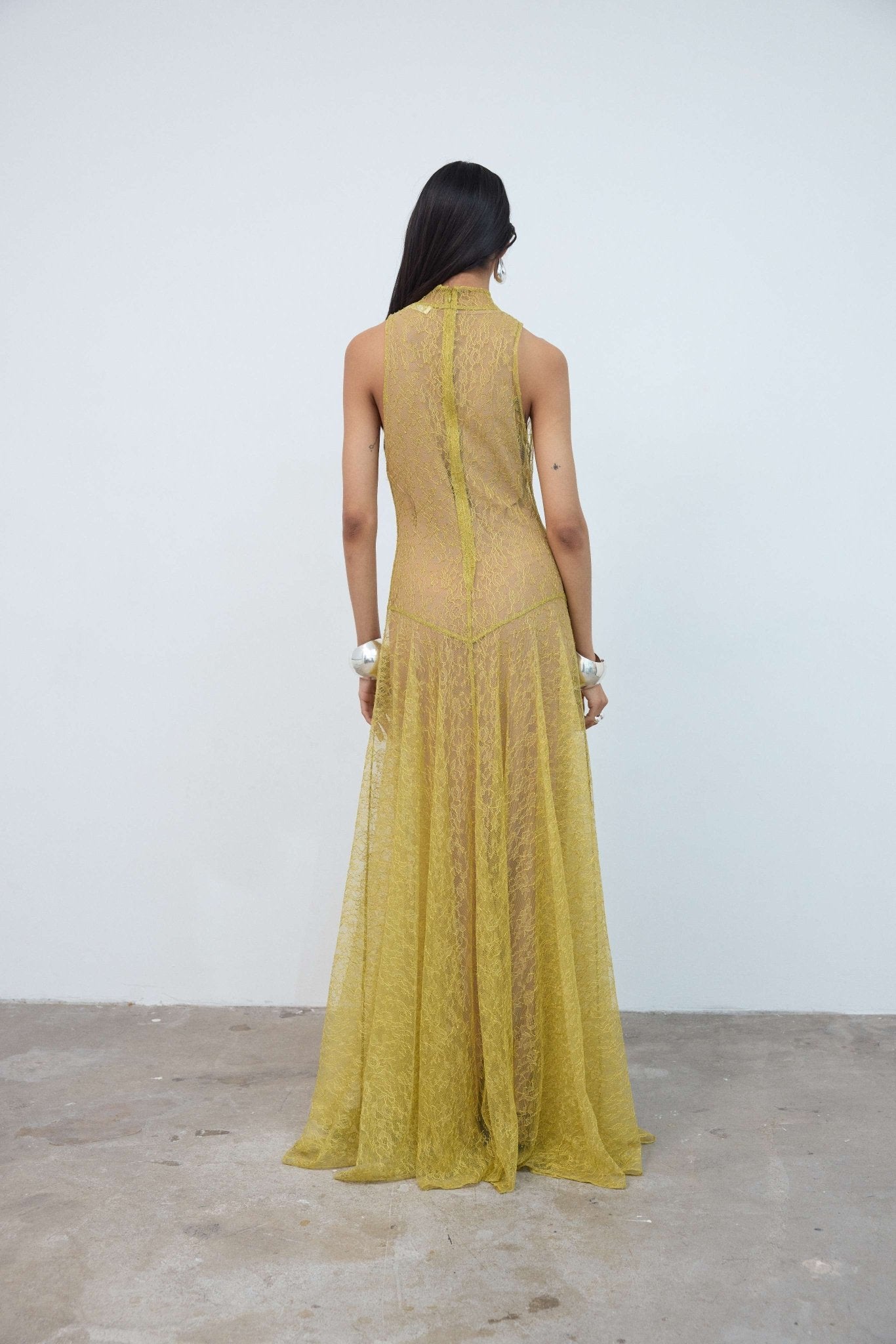 FOEHN MAXI DRESS IN YELLOW LACE - De La Vali