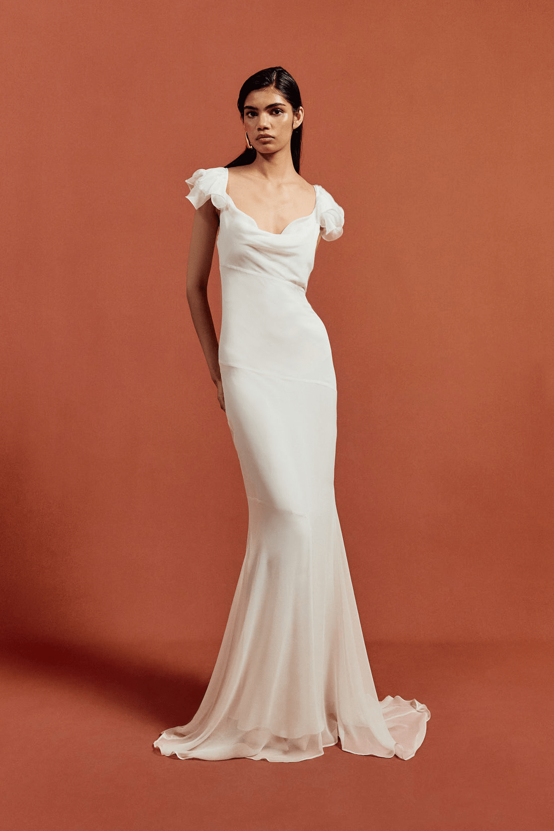 GAIA MAXI DRESS IN IVORY SILK CHIFFON - De La Vali