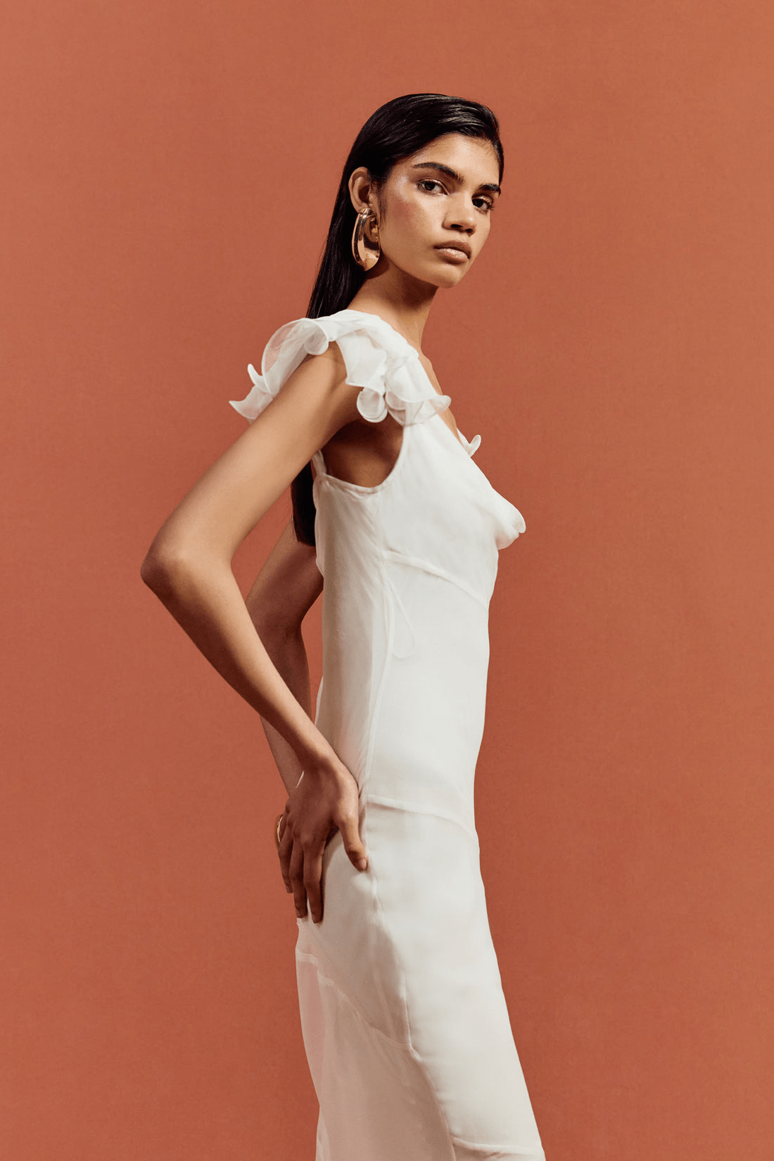 GAIA MAXI DRESS IN IVORY SILK CHIFFON - De La Vali