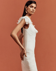 GAIA MAXI DRESS IN IVORY SILK CHIFFON - De La Vali