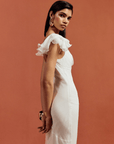 GAIA MAXI DRESS IN IVORY SILK CHIFFON - De La Vali