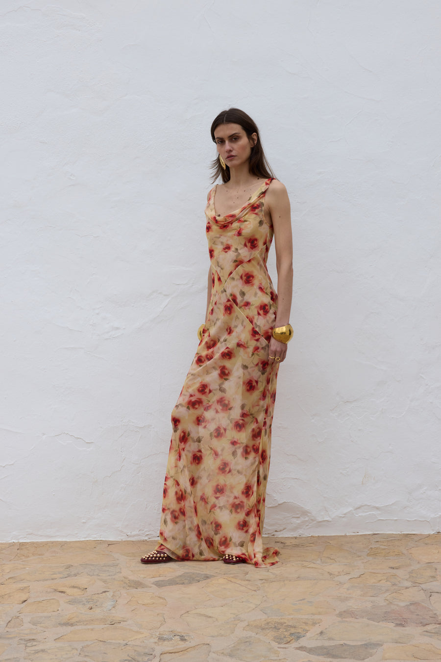 GALERA MAXI DRESS SILK CHIFFON LA ROSA