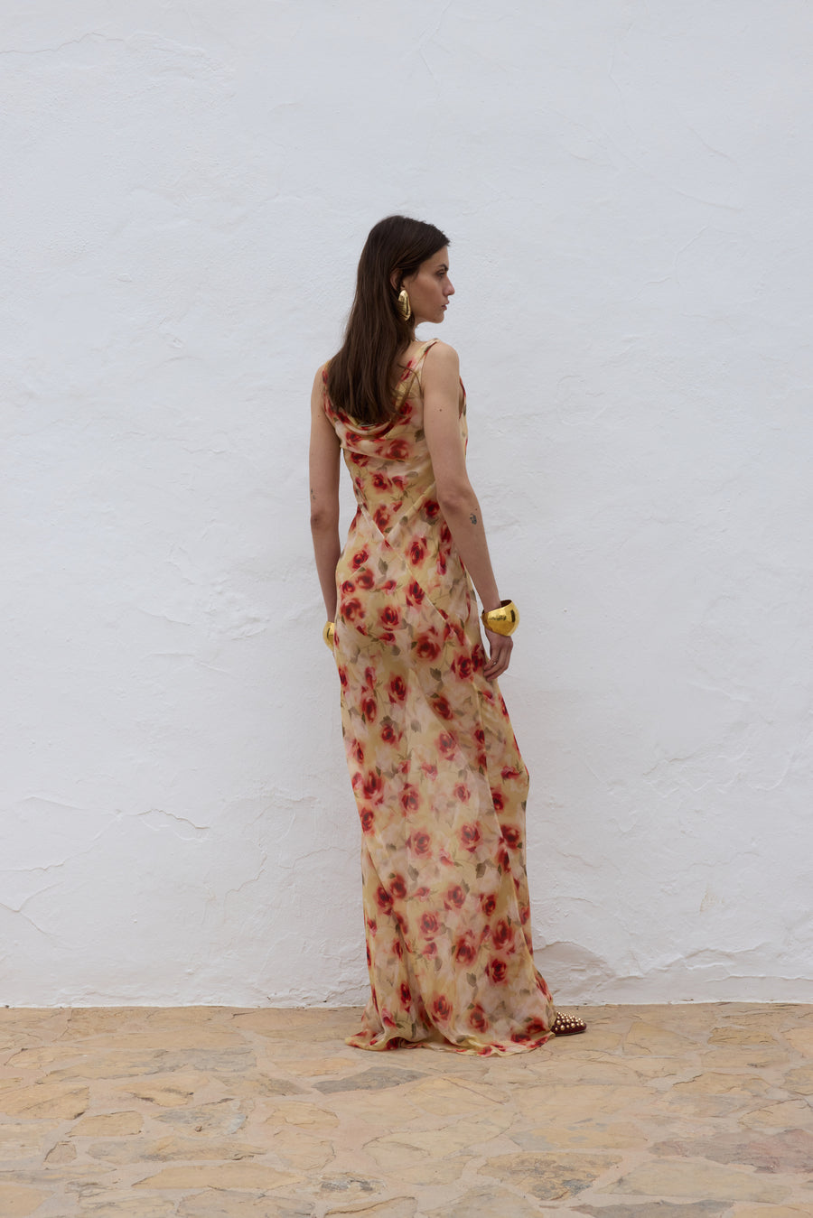 GALERA MAXI DRESS SILK CHIFFON LA ROSA