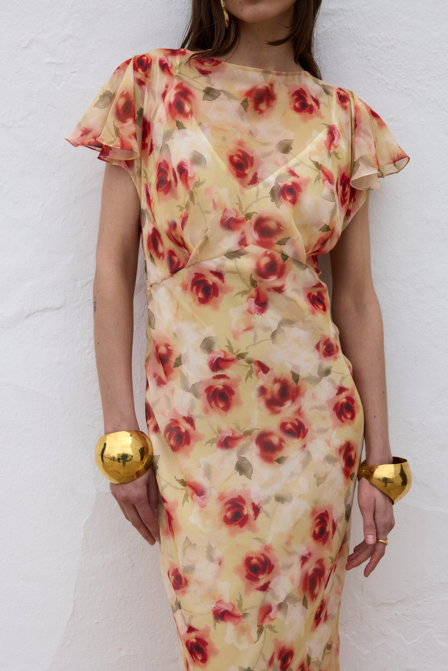 PAREO MAXI DRESS SILK CHIFFON LA ROSA