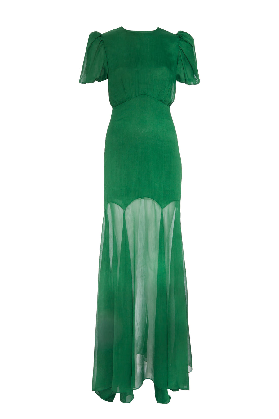 AGUA MAXI DRESS IN DARK GREEN CRINKLE CHIFFON