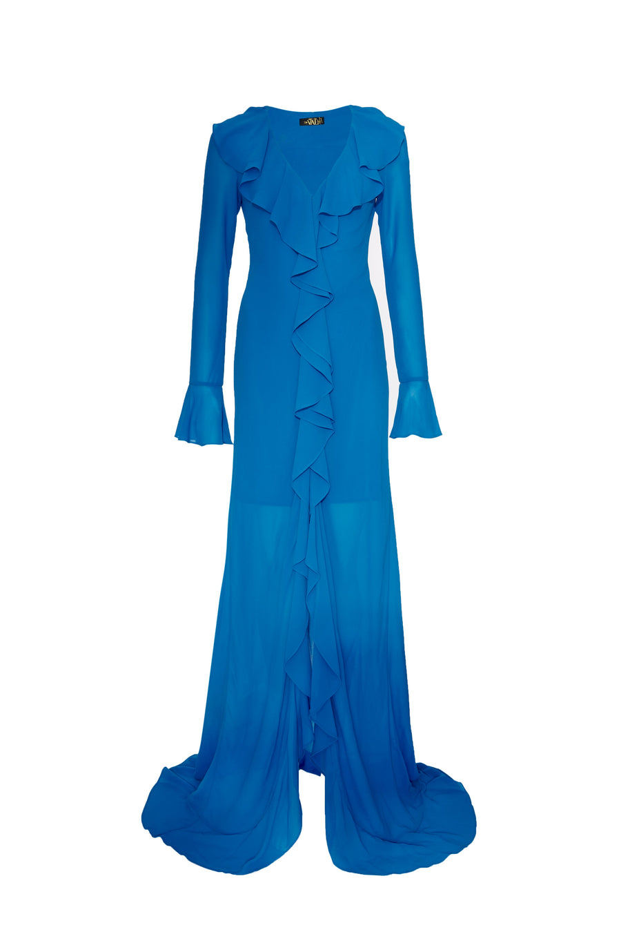 TANGERINE MAXI DRESS IN BLUE CHIFFON