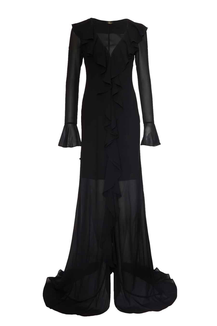 TANGERINE MAXI DRESS IN BLACK CHIFFON - De La Vali
