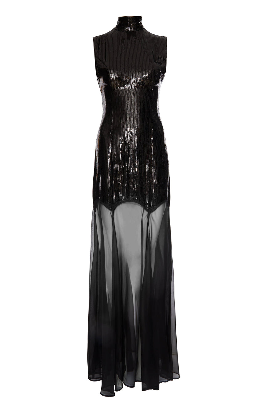 LIZETTE MAXI DRESS IN BLACK SEQUIN /CHIFFON