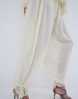 INES TROUSER IN CREAM POLY CHIFFON - De La Vali