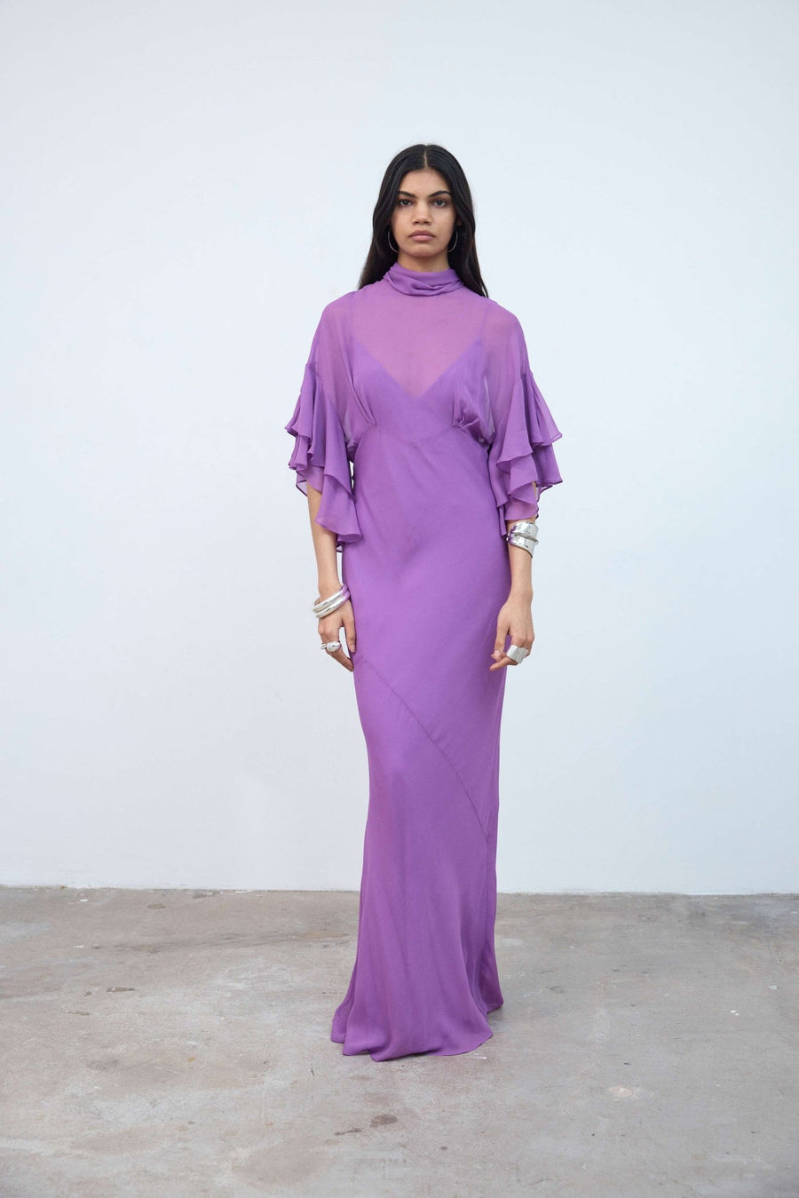 Lena Maxi Dress in Magenta Georgette - De La Vali  DE LA VALI OFFICIAL