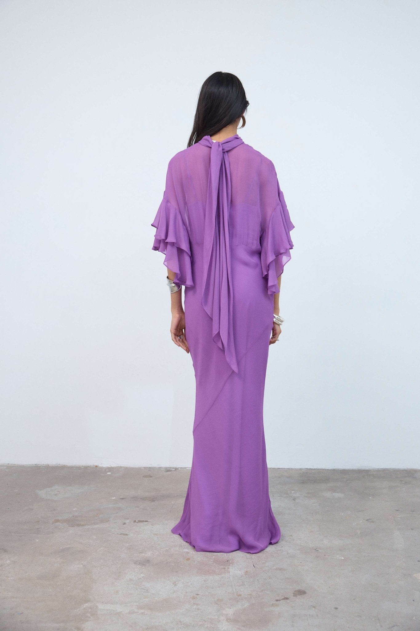 LENA MAXI DRESS IN MAGENTA GEORGETTE - De La Vali