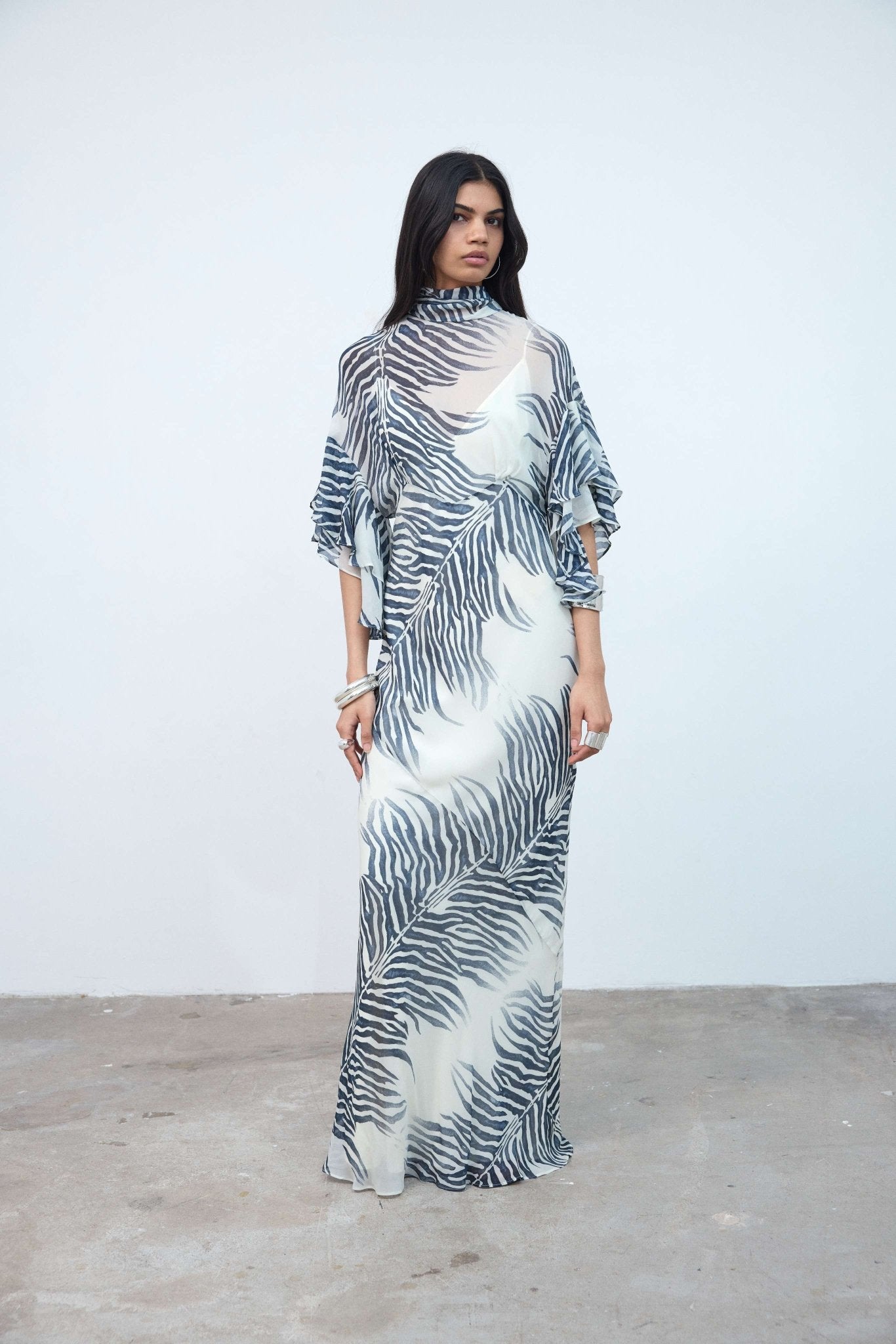 Lena Maxi Dress in Zebra Print Georgette