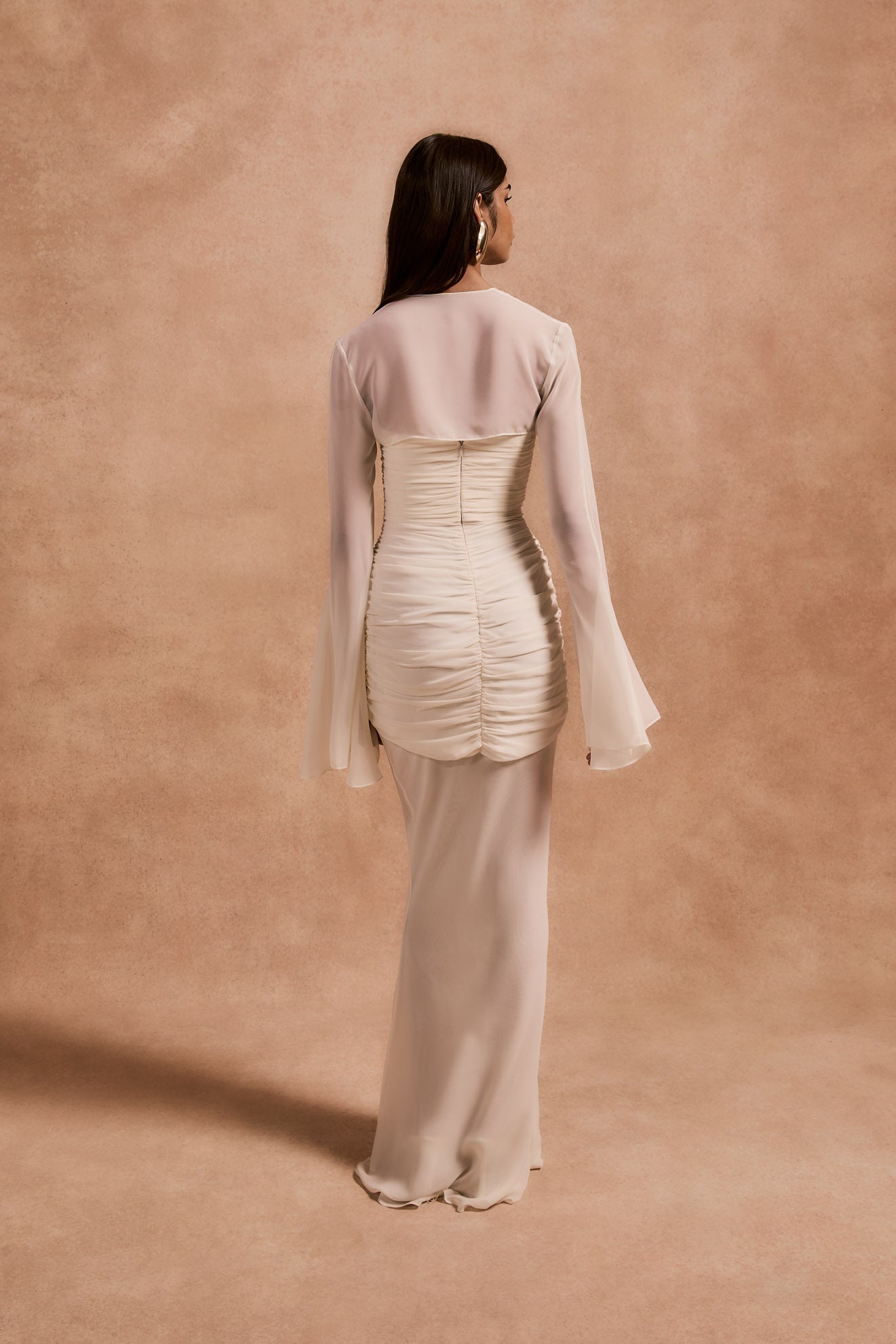 LORENA MAXI DRESS IN IVORY CHIFFON - De La Vali