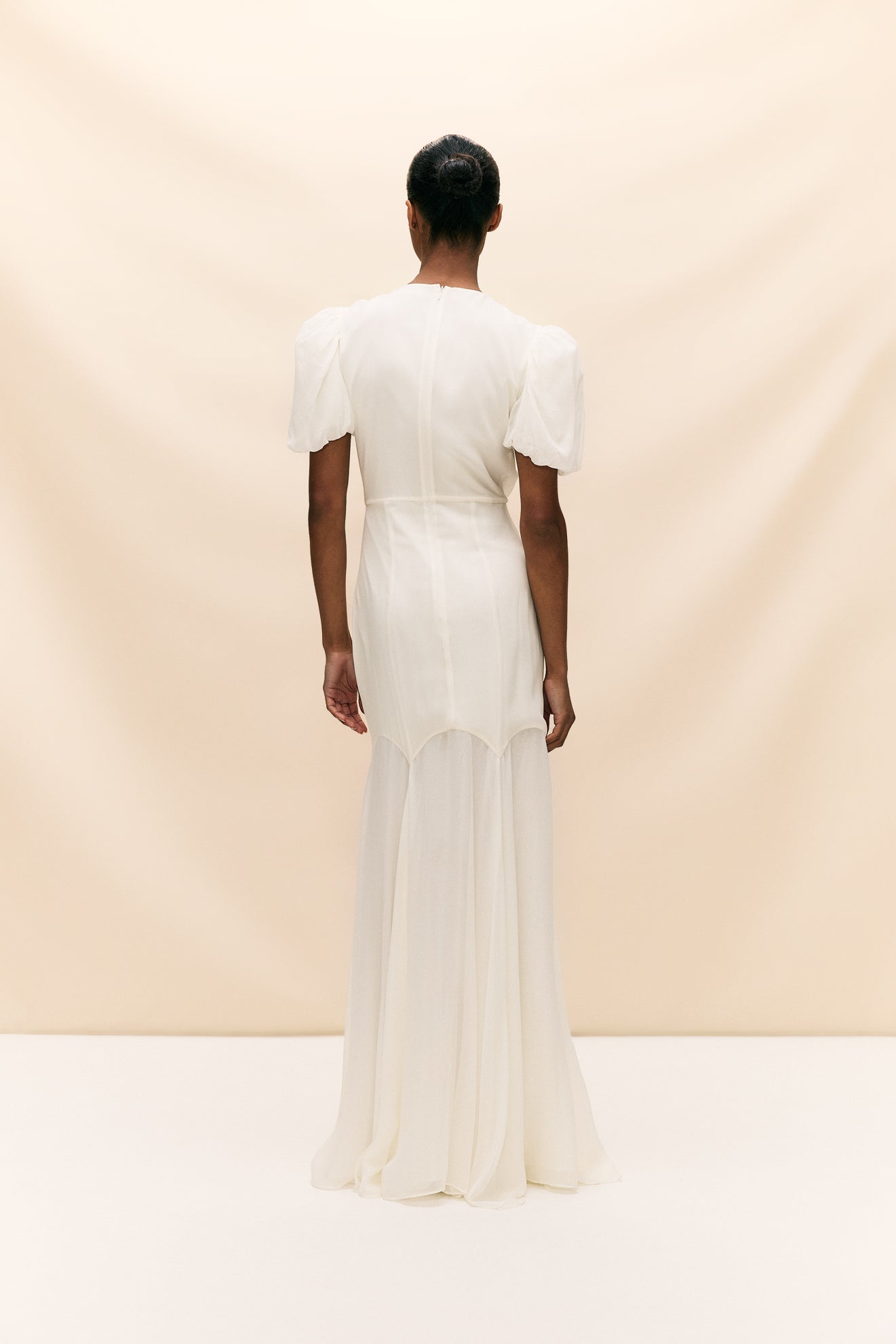 AGUA MAXI DRESS IN IVORY SILK CHIFFON - De La Vali