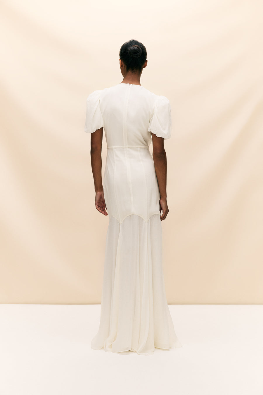 AGUA MAXI DRESS IN IVORY SILK CHIFFON