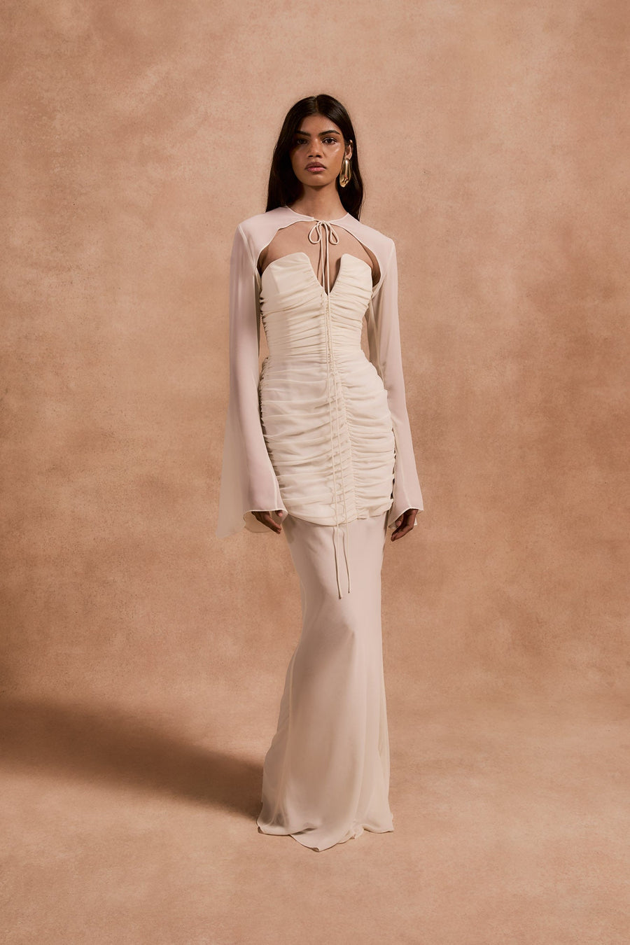 LORENA MAXI DRESS IN IVORY CHIFFON