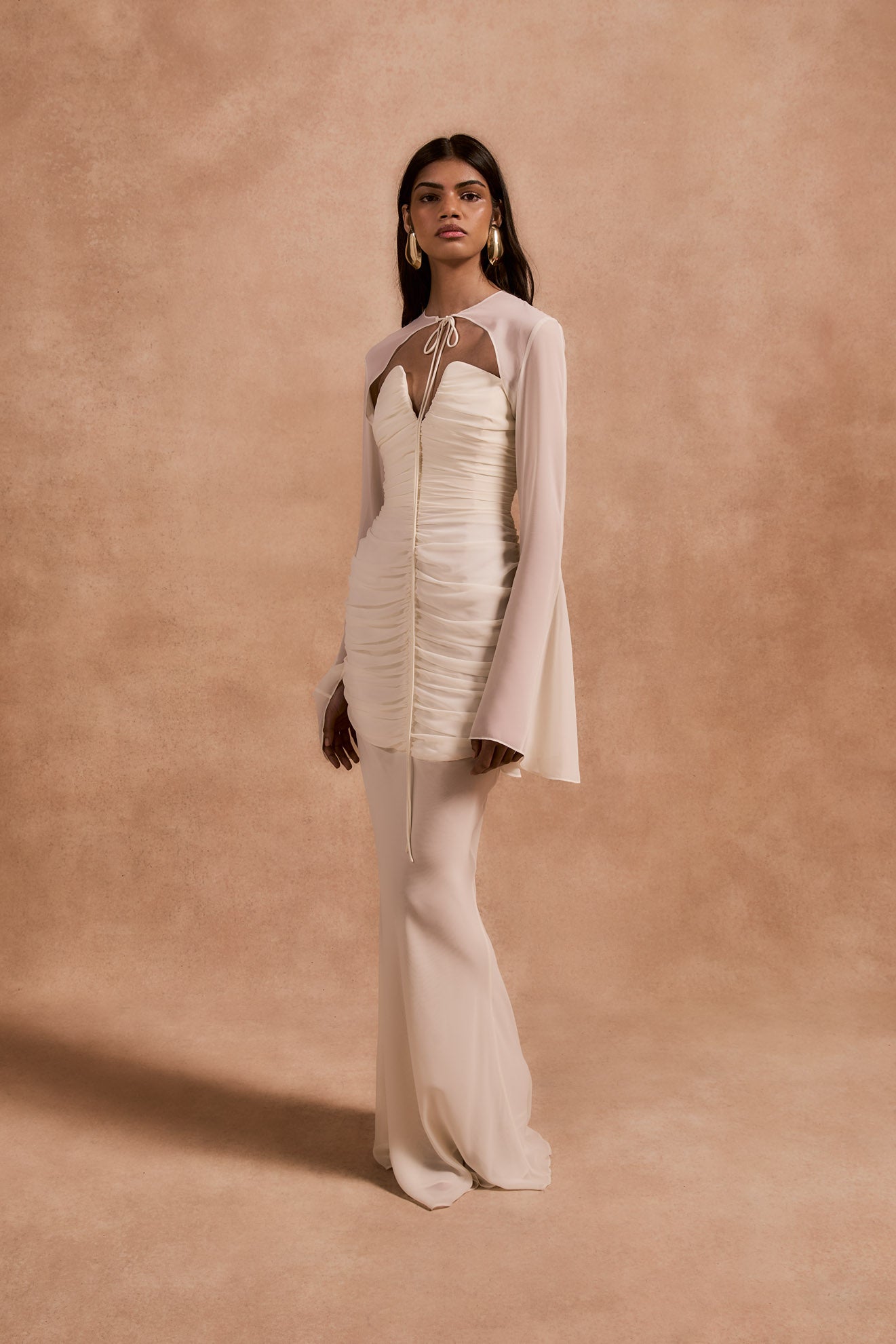 LORENA MAXI DRESS IN IVORY CHIFFON - De La Vali