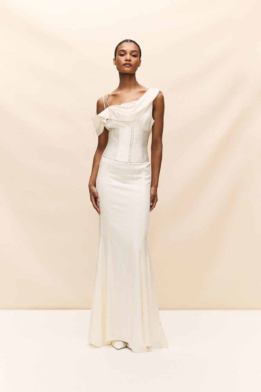 BRULEE MAXI DRESS IN SILK SATIN IVORY