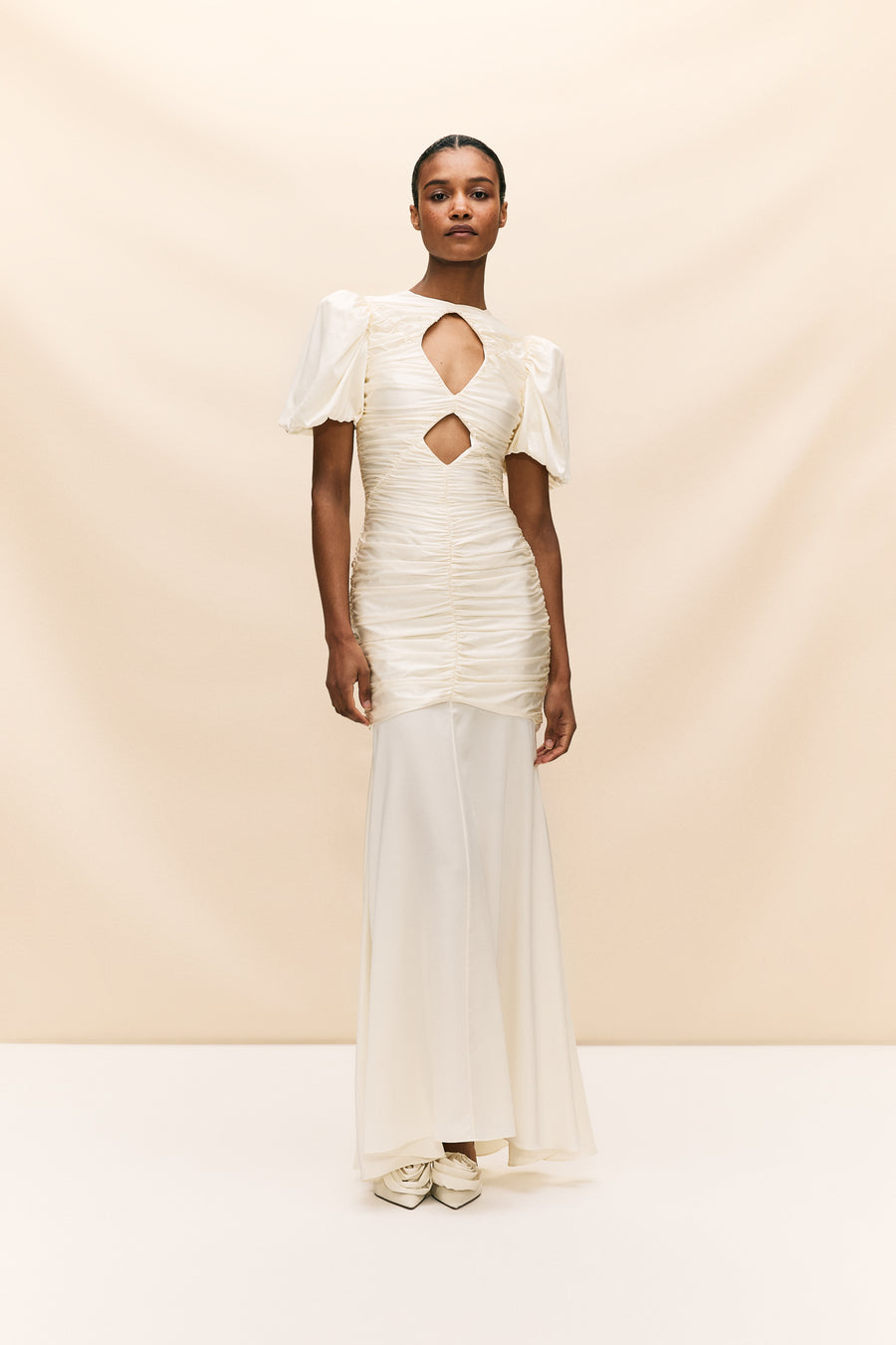 OLYMPIA MAXI DRESS IN IVORY SILK SATIN (MADE TO ORDER)