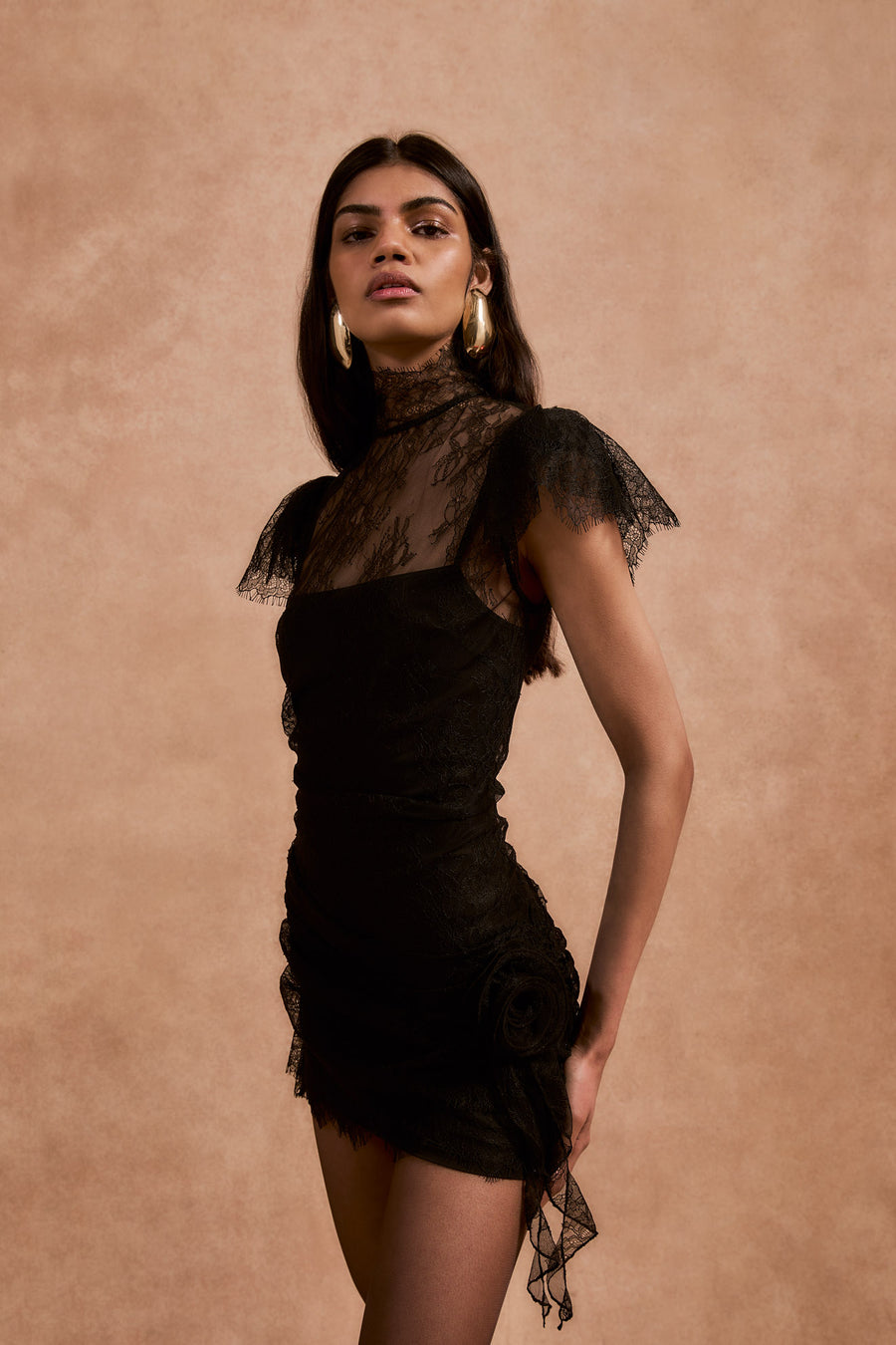 SILENTIUM MINI DRESS IN BLACK LACE DE LA VALI OFFICIAL SILENTIUM MINI DRESS IN BLACK LACE DE LA VALI OFFICIAL