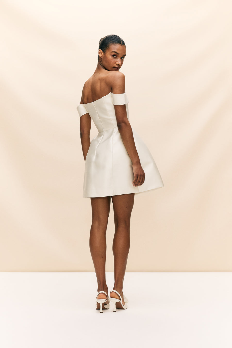 IDAIRA MINI DRESS IN IVORY TWILL DE LA VALI OFFICIAL IDAIRA MINI DRESS IN IVORY TWILL DE LA VALI OFFICIAL
