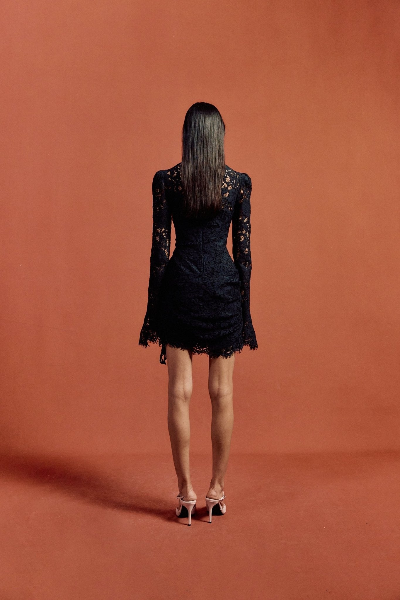 BODITA MINI DRESS IN BLACK COTTON LACE - De La Vali