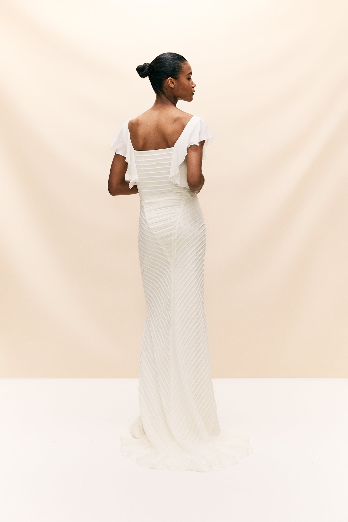 MACAROON MAXI DRESS IN SILK CHIFFON IVORY - De La Vali