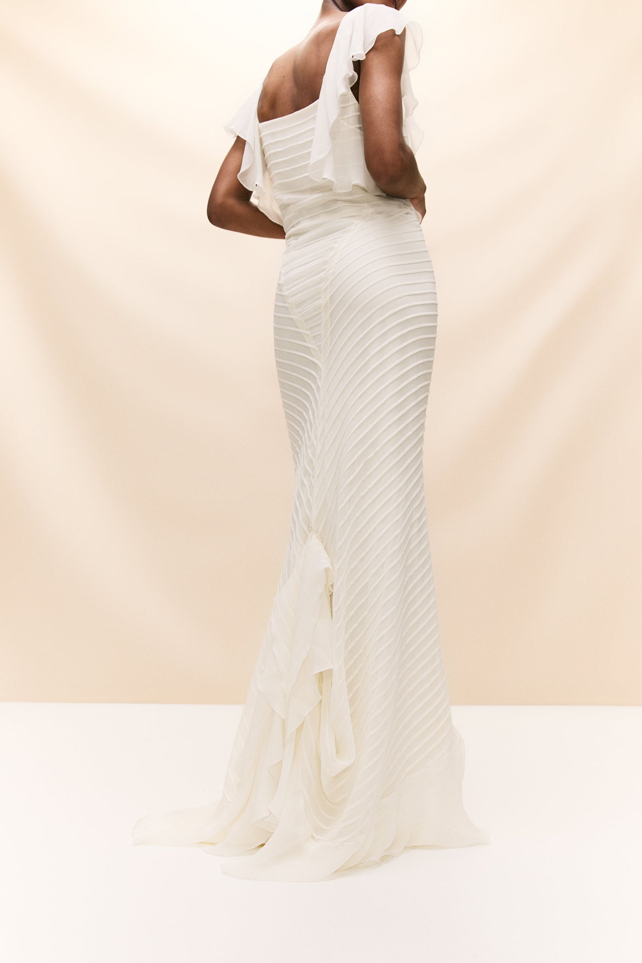 MACAROON MAXI DRESS IN SILK CHIFFON IVORY - De La Vali