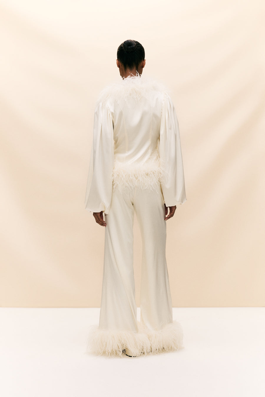 LIBERTY TROUSER SILK IN IVORY SATIN (MADE TO ORDER)