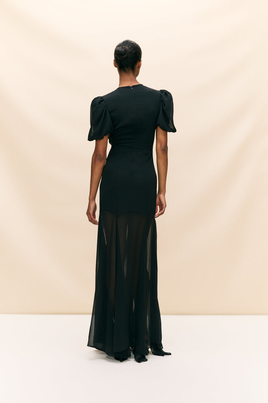 AGUA MAXI DRESS IN BLACK CRINKLE CHIFFON