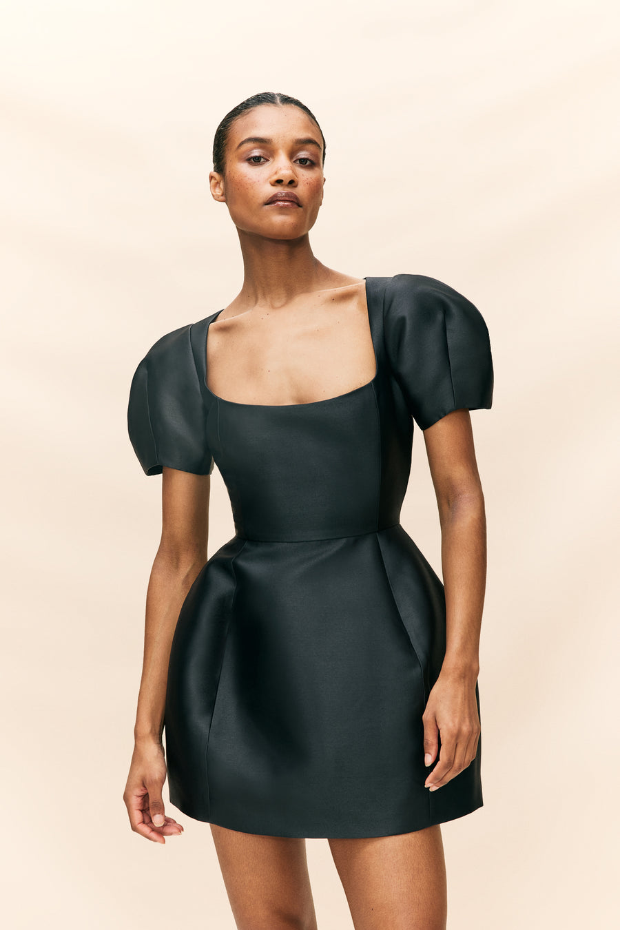 CANNOLI MINI DRESS IN BLACK TWILL