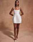 LOLA MINI DRESS IN IVORY TWILL