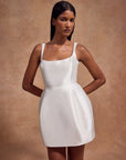 LOLA MINI DRESS IN IVORY TWILL