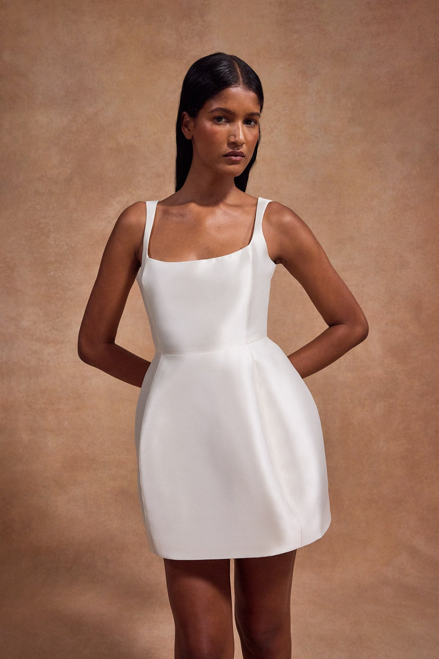 LOLA MINI DRESS IN IVORY TWILL
