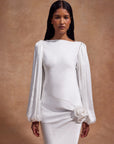 VIVIR MAXI DRESS IN OPTIC HAMMERED SATIN