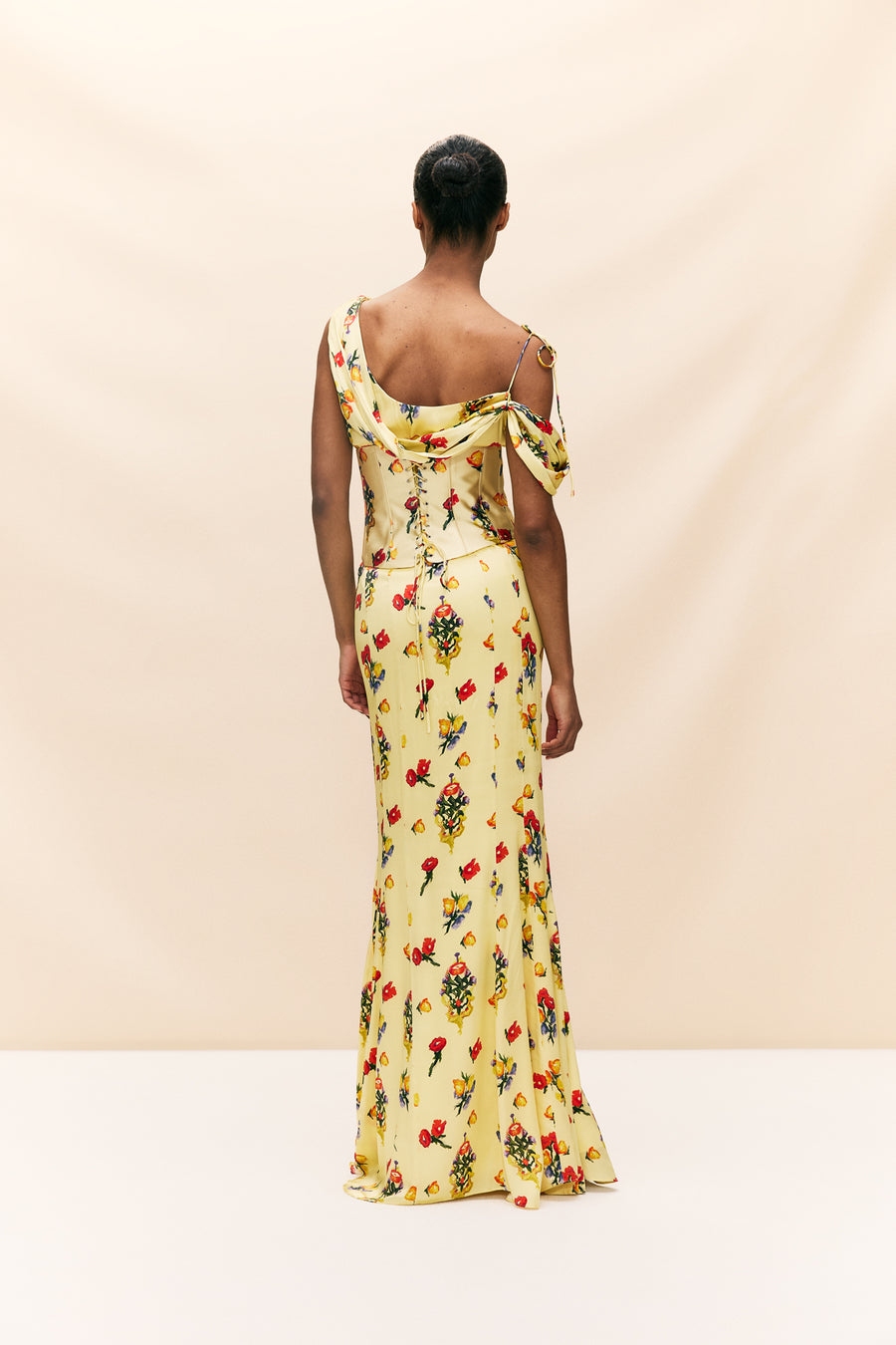 BRULEE MAXI DRESS IN SILK SATIN IN VERSAILLES GARDEN