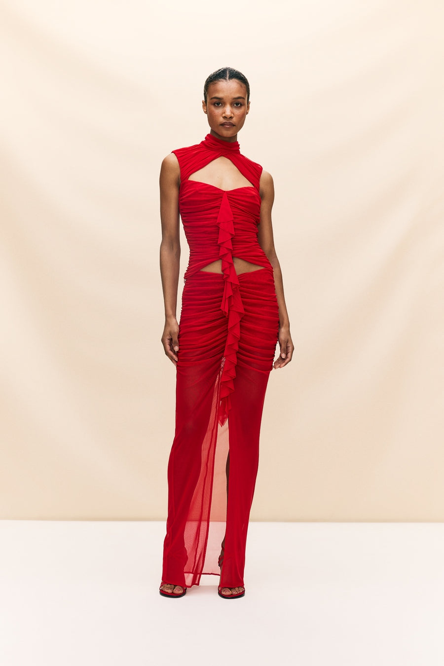 TIRAMISU TOP IN RED MESH