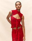 TIRAMISU TOP IN RED MESH
