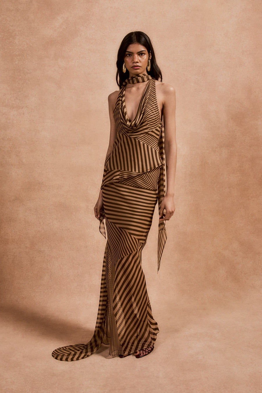 DIOSA SKIRT IN VIVID STRIPE SILK CHIFFON