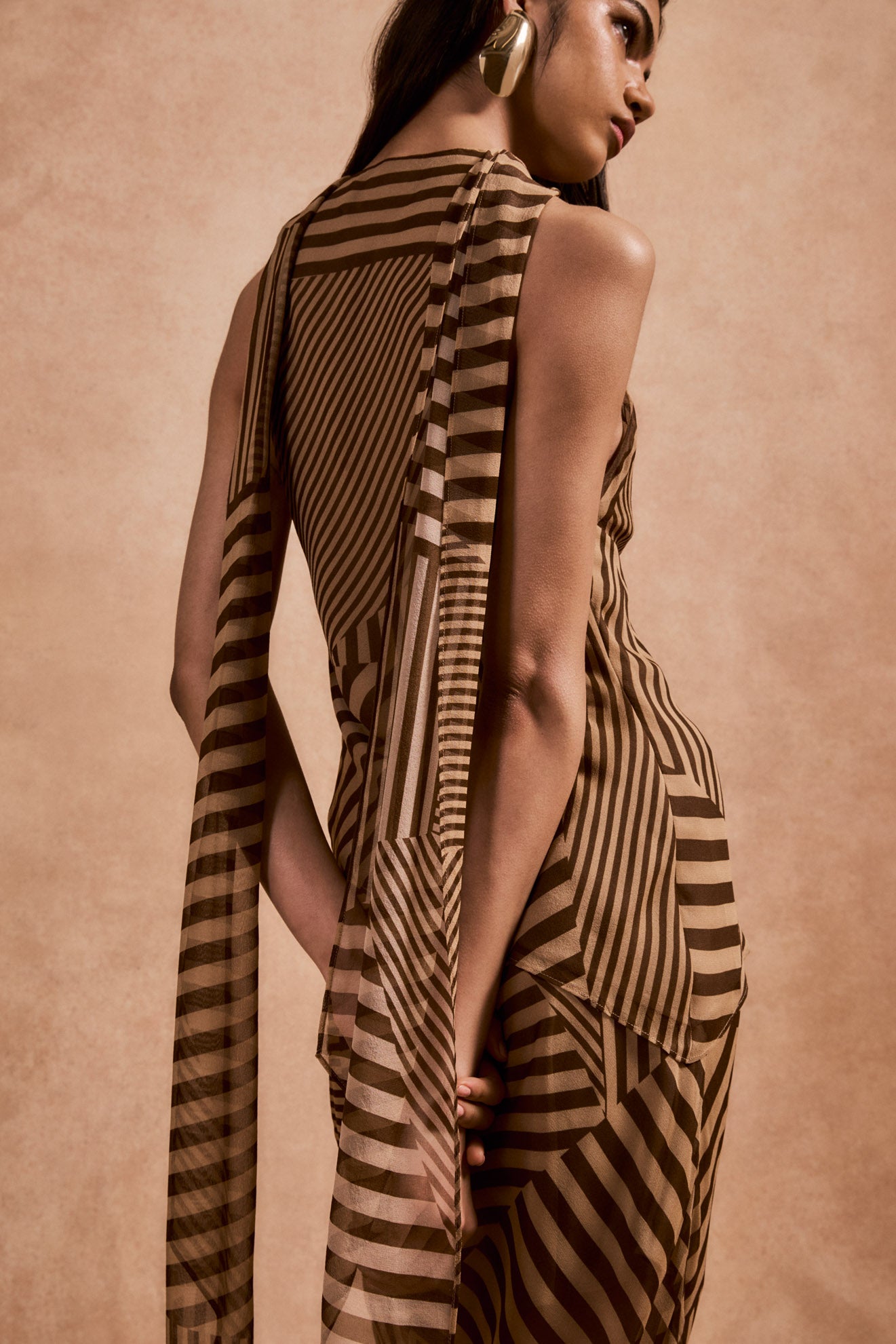 DIOSA TOP IN VIVID STRIPE SILK CHIFFON - De La Vali