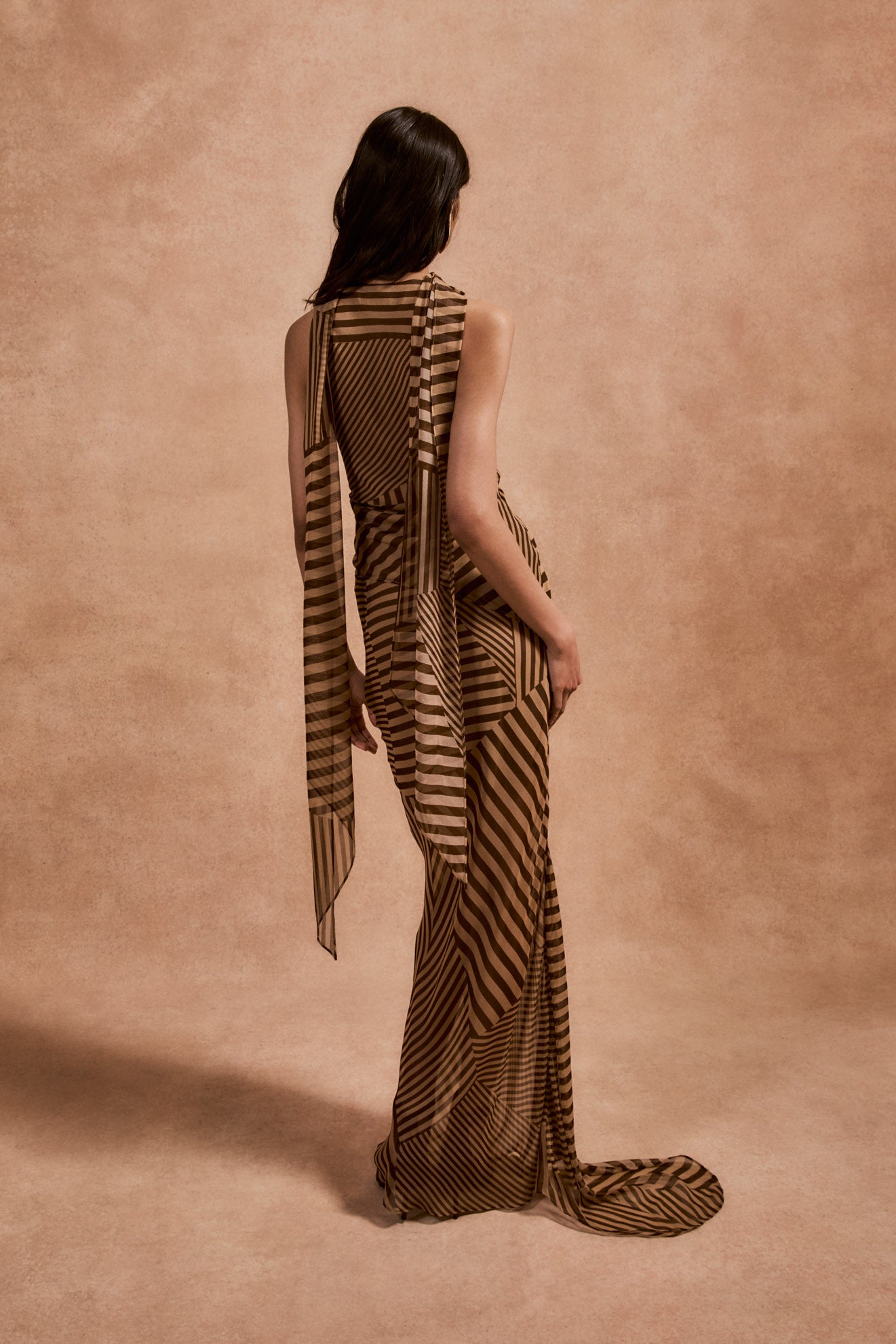 DIOSA SKIRT IN VIVID STRIPE SILK CHIFFON - De La Vali