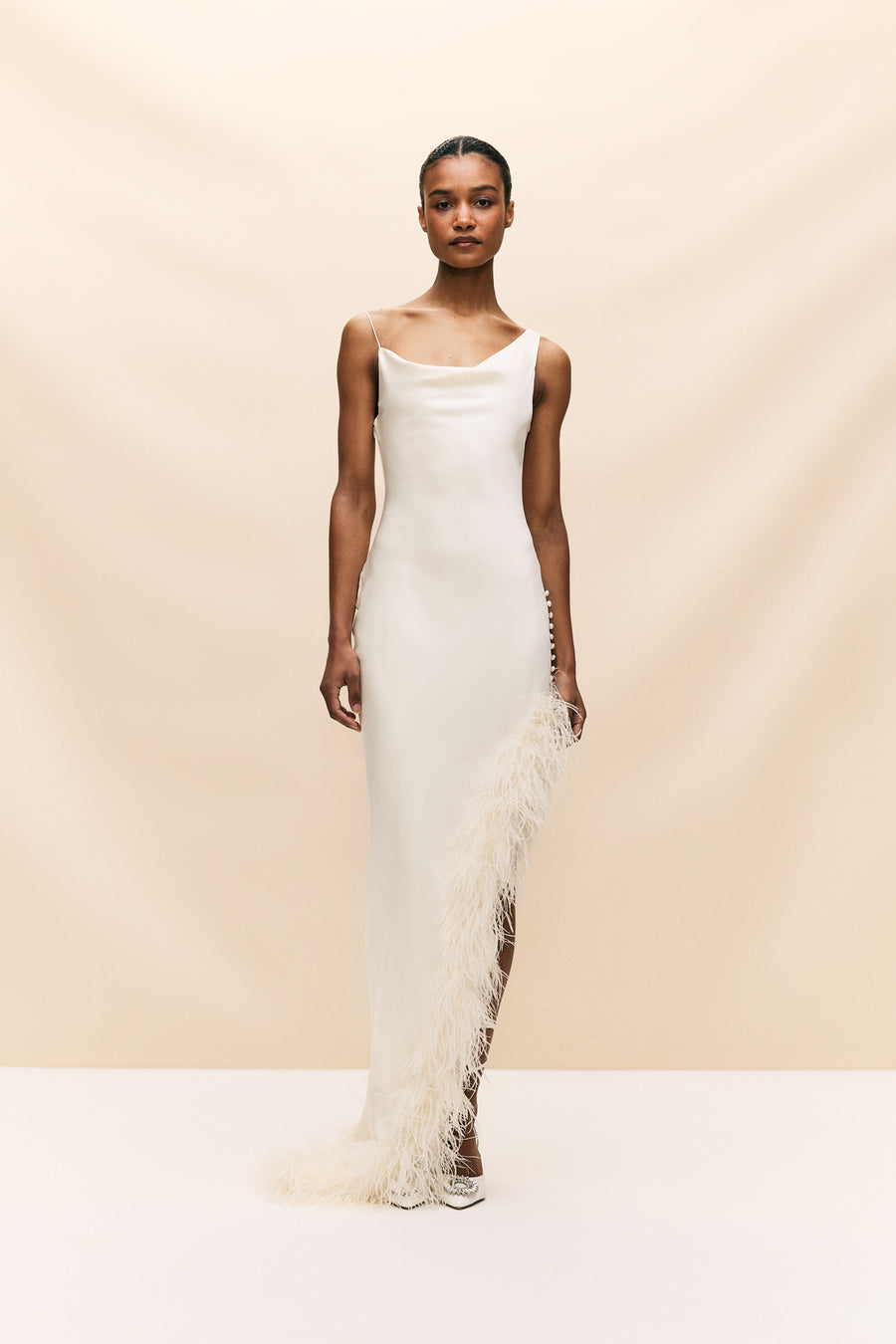 MATISSE MIDI DRESS IN IVORY SILK SATIN DE LA VALI OFFICIAL MATISSE MIDI DRESS IN IVORY SILK SATIN DE LA VALI OFFICIAL